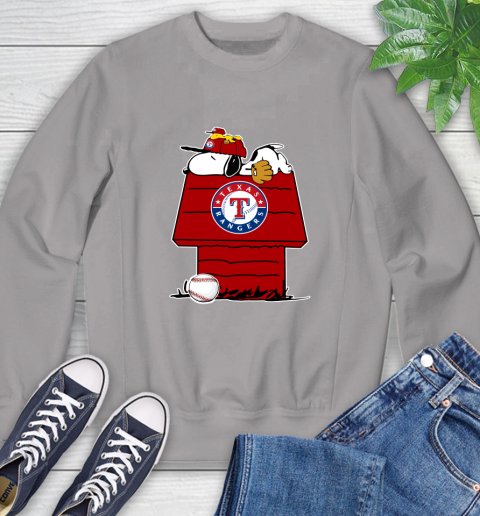 MLB Texas Rangers Snoopy Woodstock The Peanuts Movie Baseball T Shirt Sweatshirt 5