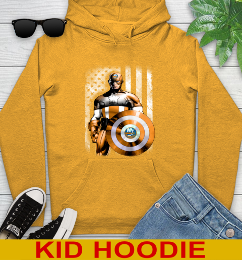 New York Islanders NHL Hockey Captain America Marvel Avengers American Flag Shirt Youth Hoodie 2
