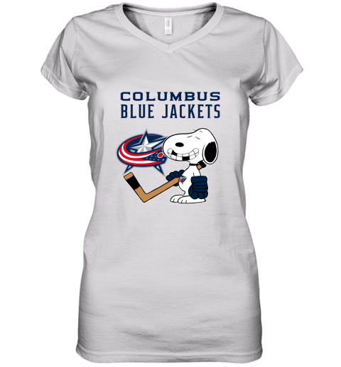Columbus Blue Jackets Ice Hockey Broken Teeth Snoopy NHL Women's V-Neck T-Shirt