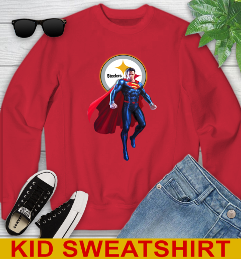 NFL Superman DC Sports Football Pittsburgh Steelers Youth Sweatshirt 8