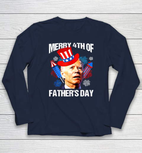 Joe Biden Confused Merry 4th Of Fathers Day Fourth Of July Long Sleeve T-Shirt 2