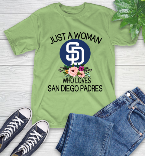 MLB Just A Woman Who Loves San Diego Padres Baseball Sports T-Shirt 9