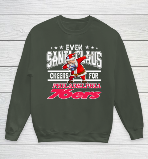 Philadelphia 76ers Even Santa Claus Cheers For Christmas NBA Youth Sweatshirt 8