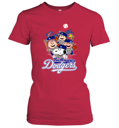 MLB Los Angeles Dodgers Snoopy Charlie Brown Woodstock The Peanuts Movie  Baseball T Shirt_000 Youth Long Sleeve