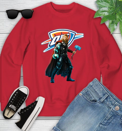 NBA Thor Avengers Endgame Basketball Oklahoma City Thunder Youth Sweatshirt 9