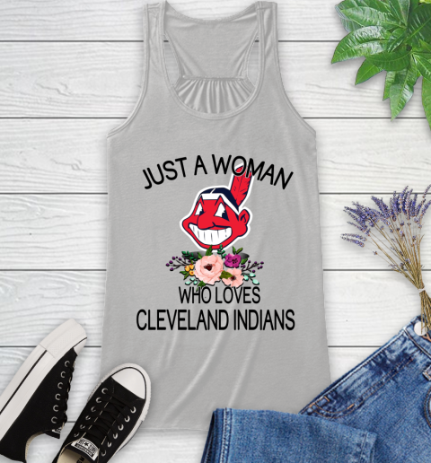 MLB Just A Woman Who Loves Cleveland Indians Baseball Sports Racerback Tank