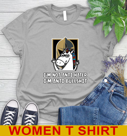 Vegas Golden Knights NHL Hockey Unicorn I'm Not Anti Hater I'm Anti Bullshit Women's T-Shirt 5