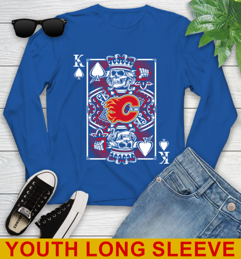 Calgary Flames NHL Hockey The King Of Spades Death Cards Shirt Youth Long Sleeve 10