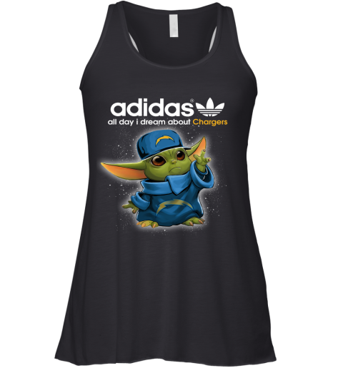 Baby Yoda Adidas All Day I Dream About Los Angeles Chargers Racerback Tank