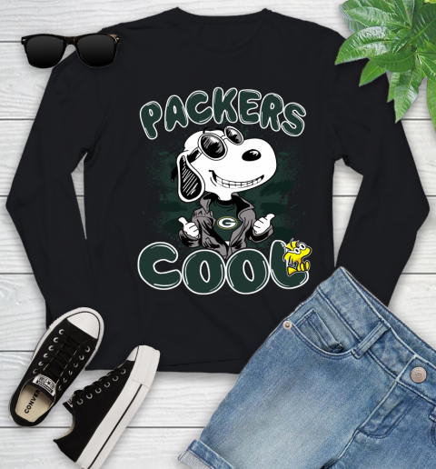 NFL Football Green Bay Packers Cool Snoopy Shirt Youth Long Sleeve
