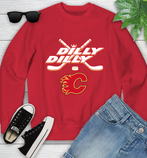 NHL Calgary Flames Dilly Dilly Hockey Sports Youth Sweatshirt 9