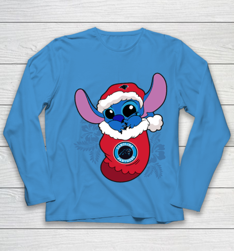 Carolina Panthers Christmas Stitch In The Sock Funny Disney NFL Youth Long Sleeve 7