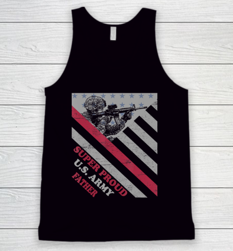 Father gift shirt Vintage Flag Veteran Super Proud U.S. Army Father lovers T Shirt Tank Top