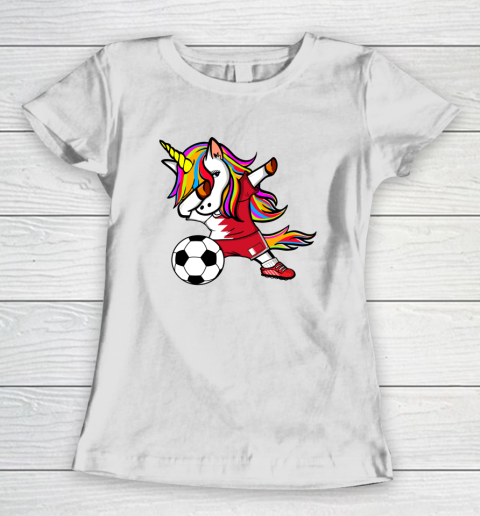 Dabbing Unicorn Bahrain Football Bahraini Flag Soccer Women's T-Shirt