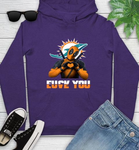 NHL Miami Dolphins Deadpool Love You Fuck You Football Sports Youth Hoodie 5