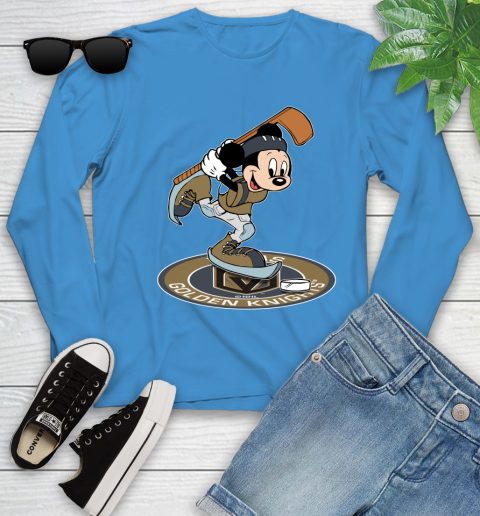 NHL Hockey Vegas Golden Knights Cheerful Mickey Disney Shirt Youth Long Sleeve 7