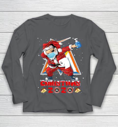 Miami Marlins Funny Santa Claus Dabbing Christmas 2020 MLB Youth Long Sleeve 6
