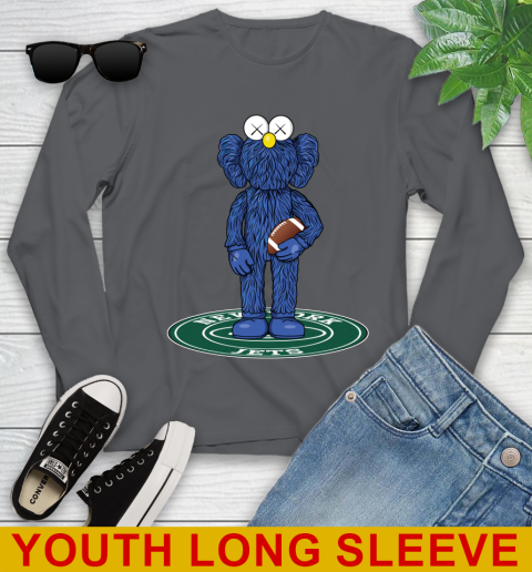 NFL Football New York Jets Kaws Bff Blue Figure Shirt Youth Long Sleeve 9