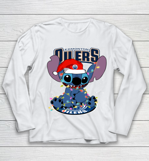 Edmonton Oilers NHL Hockey noel stitch Christmas Youth Long Sleeve