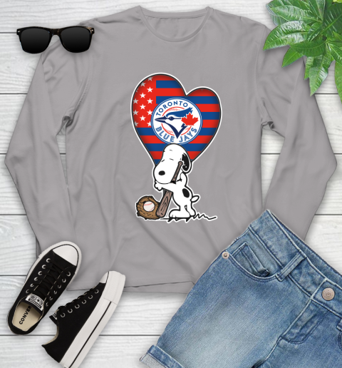 Toronto Blue Jays MLB Baseball The Peanuts Movie Adorable Snoopy Youth Long Sleeve 5