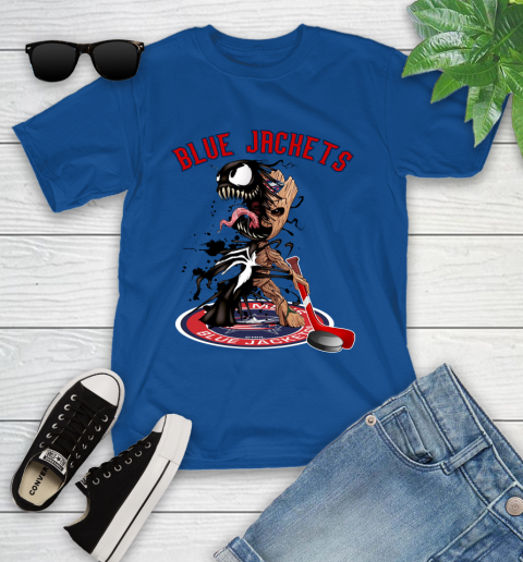 NHL Columbus Blue Jackets Hockey Venom Groot Guardians Of The Galaxy Youth T-Shirt 9