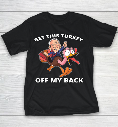 Make Thanksgiving Great Again Funny Biden Riding a Turkey Youth T-Shirt