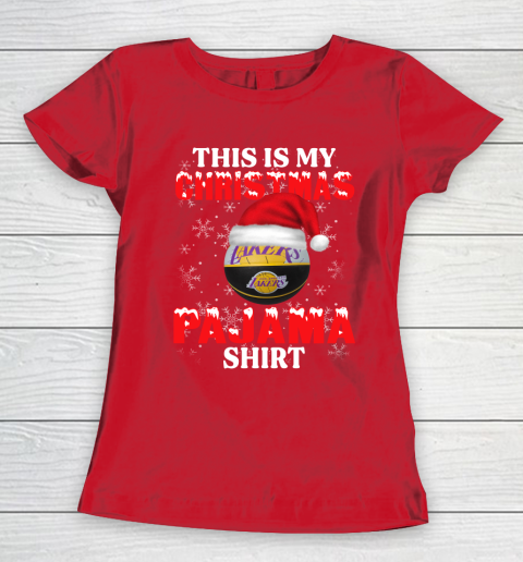 Los Angeles Lakers This Is My Christmas Pajama Shirt NBA Women's T-Shirt 9