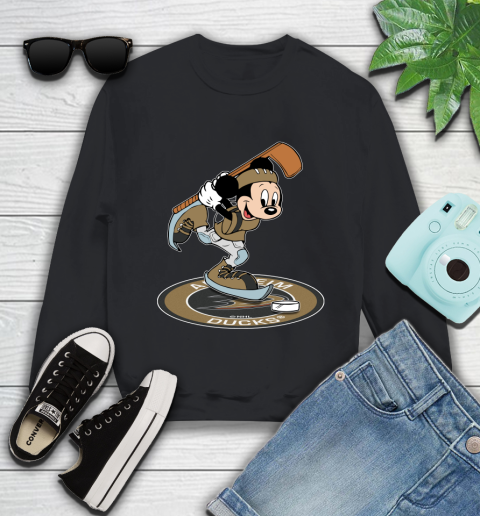NHL Hockey Anaheim Ducks Cheerful Mickey Disney Shirt Youth Sweatshirt