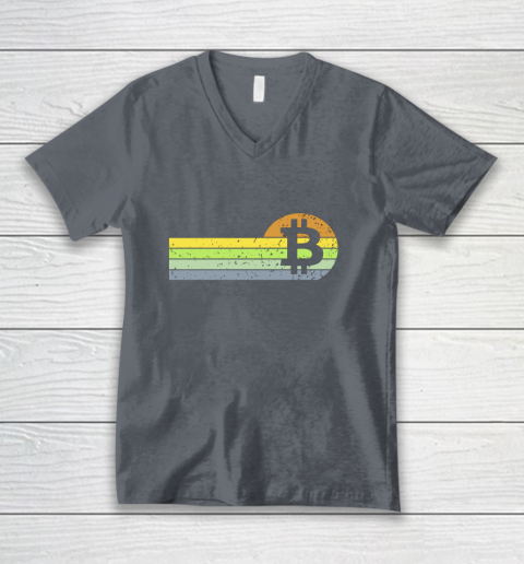 Bitcoin BTC Vintage Sunset Crypto Cryptocurrency Blockchain V-Neck T-Shirt 4