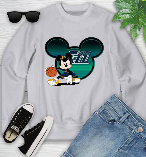 NBA Utah Jazz Mickey Mouse Disney Basketball Youth Sweatshirt 4
