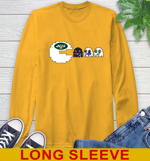 New York Jets NFL Football Pac Man Champion Long Sleeve T-Shirt 3