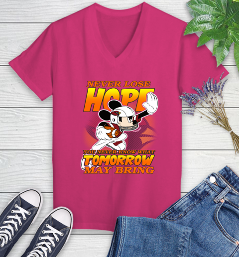 Atlanta Falcons NFL Football Mickey Disney Never Lose Hope (2) Women's V-Neck T-Shirt 9