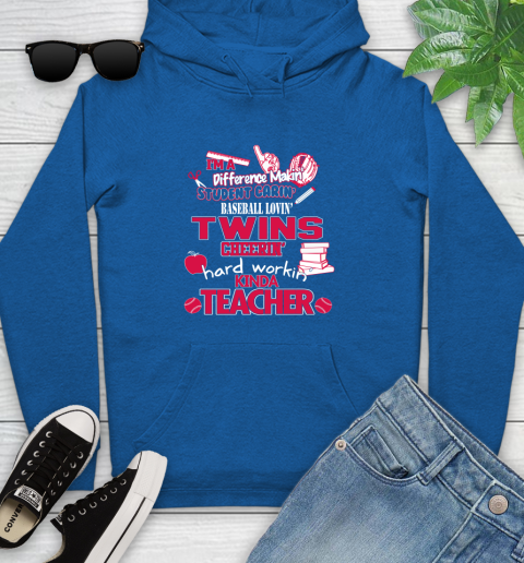 Minnesota Twins MLB I'm A Difference Making Student Caring Baseball Loving Kinda Teacher Youth Hoodie 11