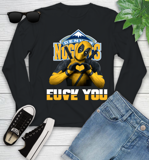 NBA Denver Nuggets Deadpool Love You Fuck You Basketball Sports Youth Long Sleeve