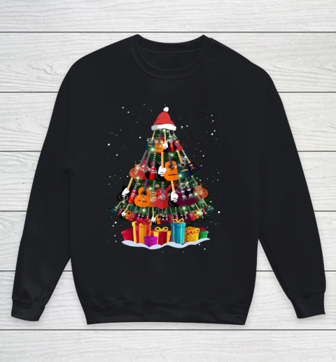 Guitar Christmas Tree Shirt Funny Xmas Gifts Guitar Players Youth Sweatshirt