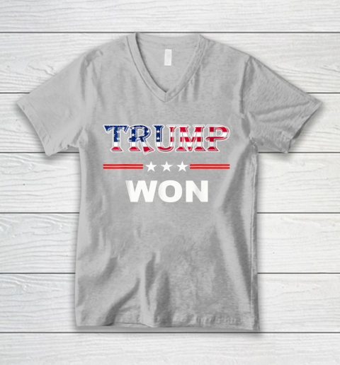Trump Won T Shirt 4th of July American Flag V-Neck T-Shirt 3