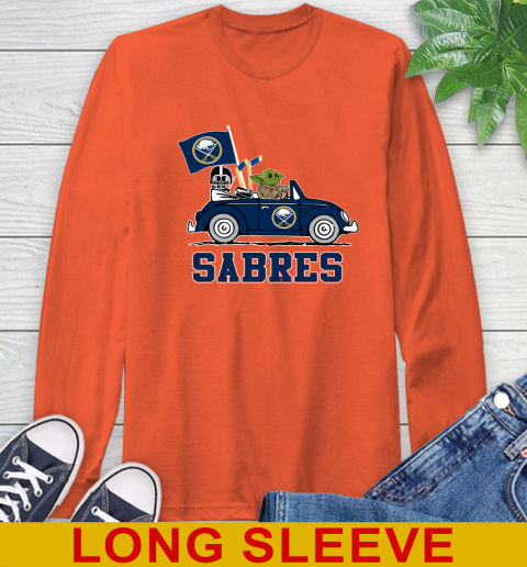 NHL Hockey Buffalo Sabres Darth Vader Baby Yoda Driving Star Wars Shirt Long Sleeve T-Shirt 5