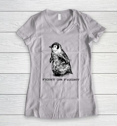 Fight Or Flight Funny Penguin Pun Women's V-Neck T-Shirt