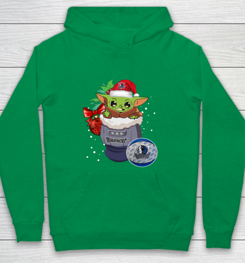 Dallas Mavericks Christmas Baby Yoda Star Wars Funny Happy NBA Youth Hoodie 6