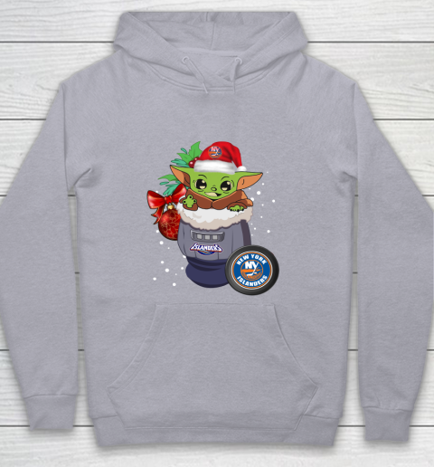 New York Islanders Christmas Baby Yoda Star Wars Funny Happy NHL Youth Hoodie 5