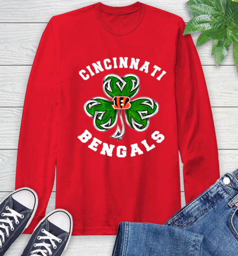 NFL Cincinnati Bengals Three Leaf Clover St Patrick's Day Football Sports Long Sleeve T-Shirt 11