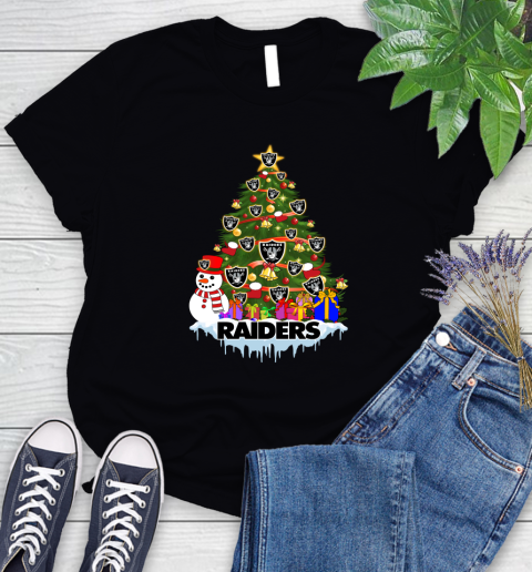 Oakland Raiders Merry Christmas NFL Football Sports Women's T-Shirt 2