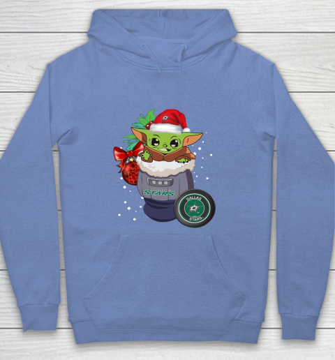 Dallas Stars Christmas Baby Yoda Star Wars Funny Happy NHL Youth Hoodie 10
