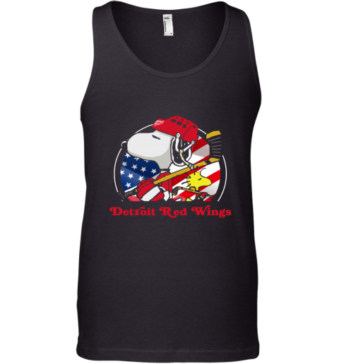 nf0k detroit red wings ice hockey snoopy and woodstock nhl unisex tank 17 front black