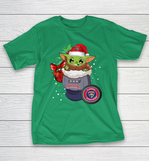 Florida Panthers Christmas Baby Yoda Star Wars Funny Happy NHL T-Shirt