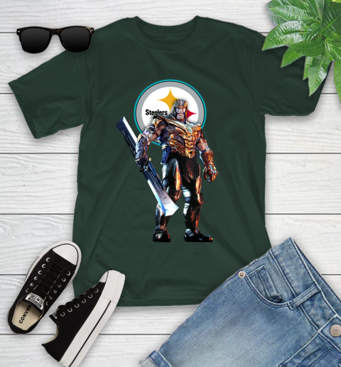 NFL Thanos Gauntlet Avengers Endgame Football Pittsburgh Steelers Youth T-Shirt 5