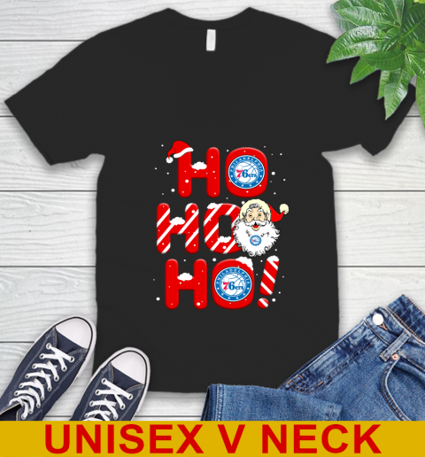 Philadelphia 76ers NBA Basketball Ho Ho Ho Santa Claus Merry Christmas Shirt V-Neck T-Shirt