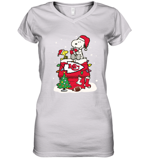 A Happy Christmas With Kansas City Chiefs Snoopy Women's V-Neck T-Shirt