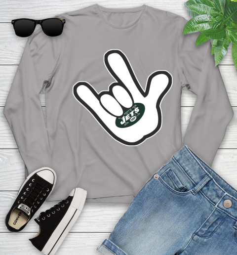 New York Jets NFL Football Mickey Rock Hand Disney Youth Long Sleeve 5