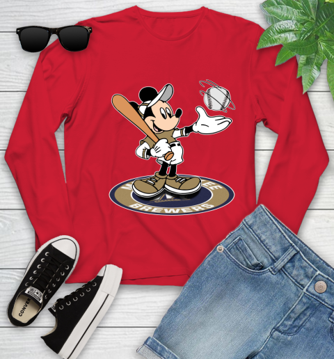 MLB Baseball Milwaukee Brewers Cheerful Mickey Disney Shirt Youth Long Sleeve 12 MLB Baseball Milwaukee Brewers Cheerful Mickey Disney Shirt Youth Long Sleeve - Image 12
